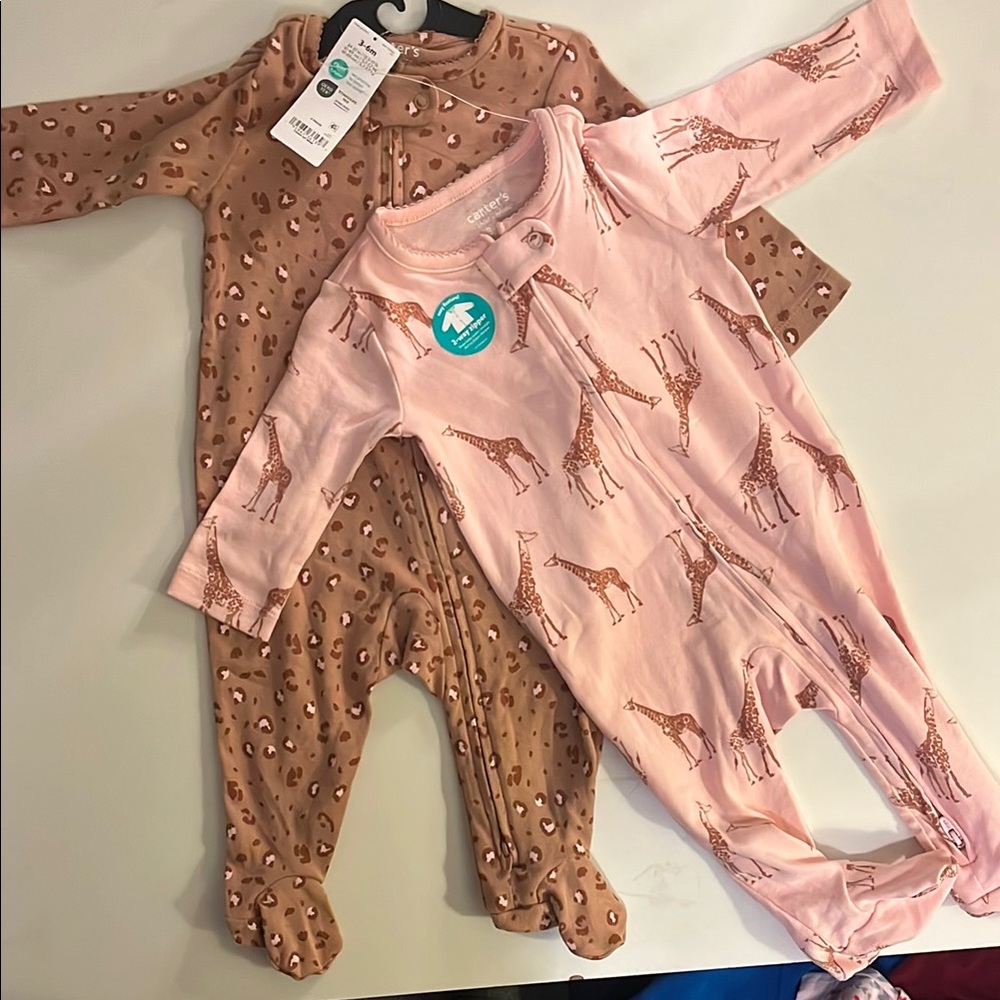 Carter's Baby Giraffe and Leopard Print Sleepers